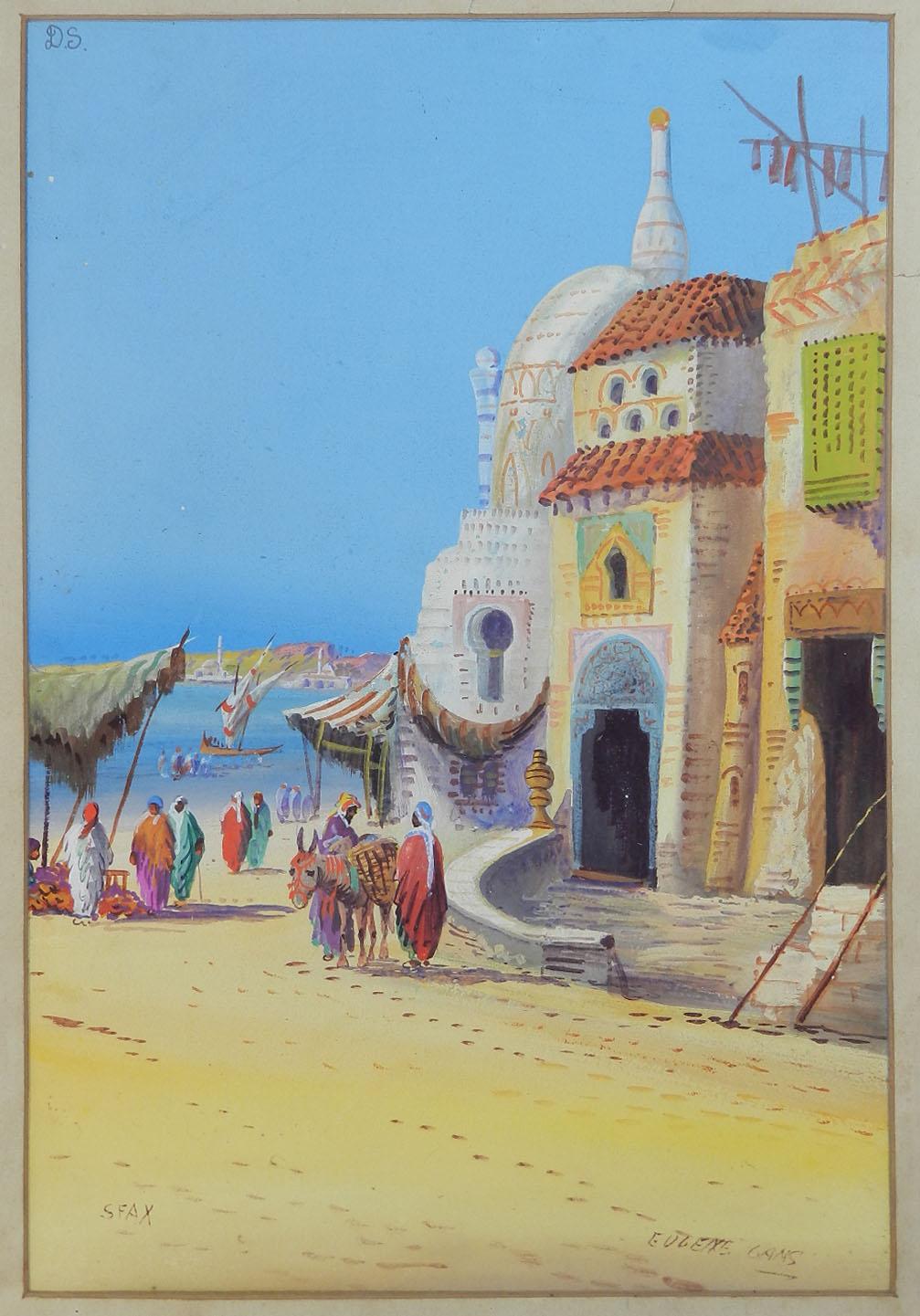 'On the Nile' Two Paintings by Eugene Gans Mid Century For Sale 4