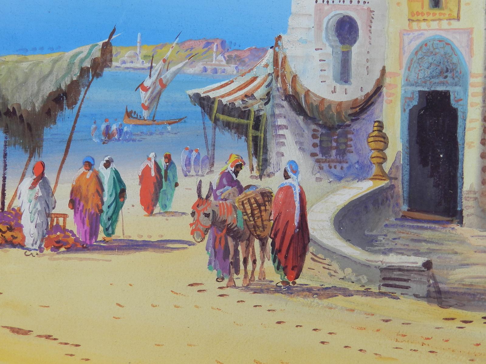 'On the Nile' Two Paintings by Eugene Gans Mid Century For Sale 5