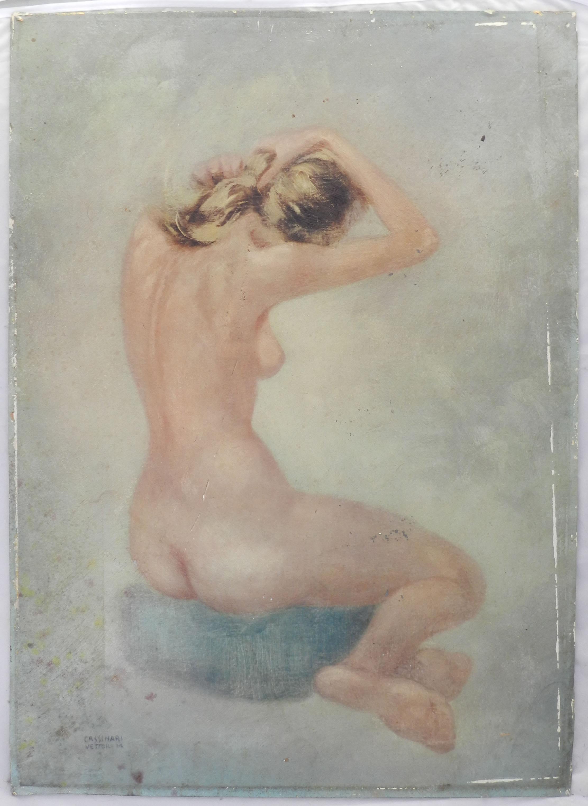Nude Lady by Cassinari Vettor Lithograph Mid Century - Gray Figurative Print by Cassinari Victor