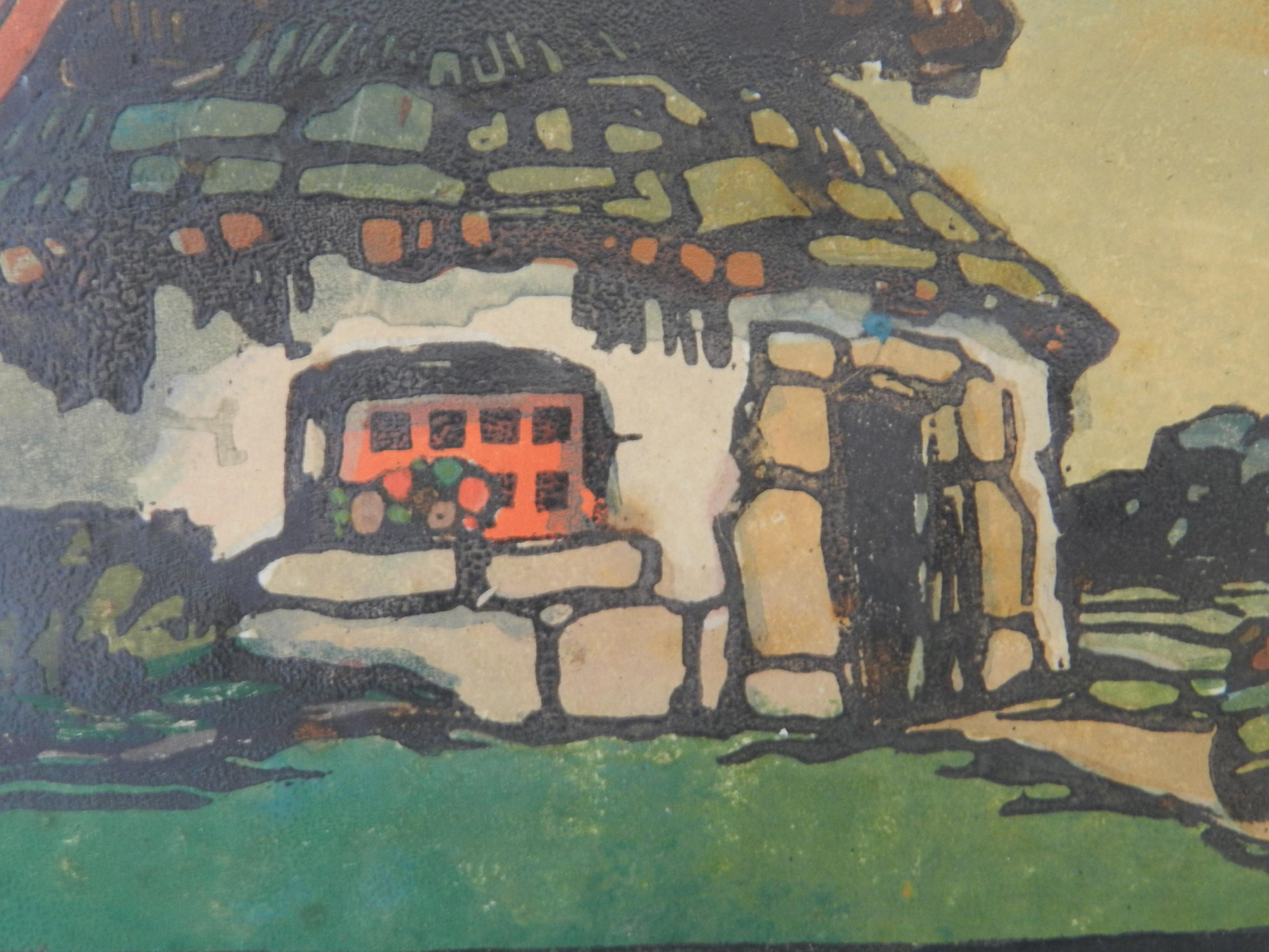 Mill by Marcel Haussaire Woodcut French c1900 For Sale 3