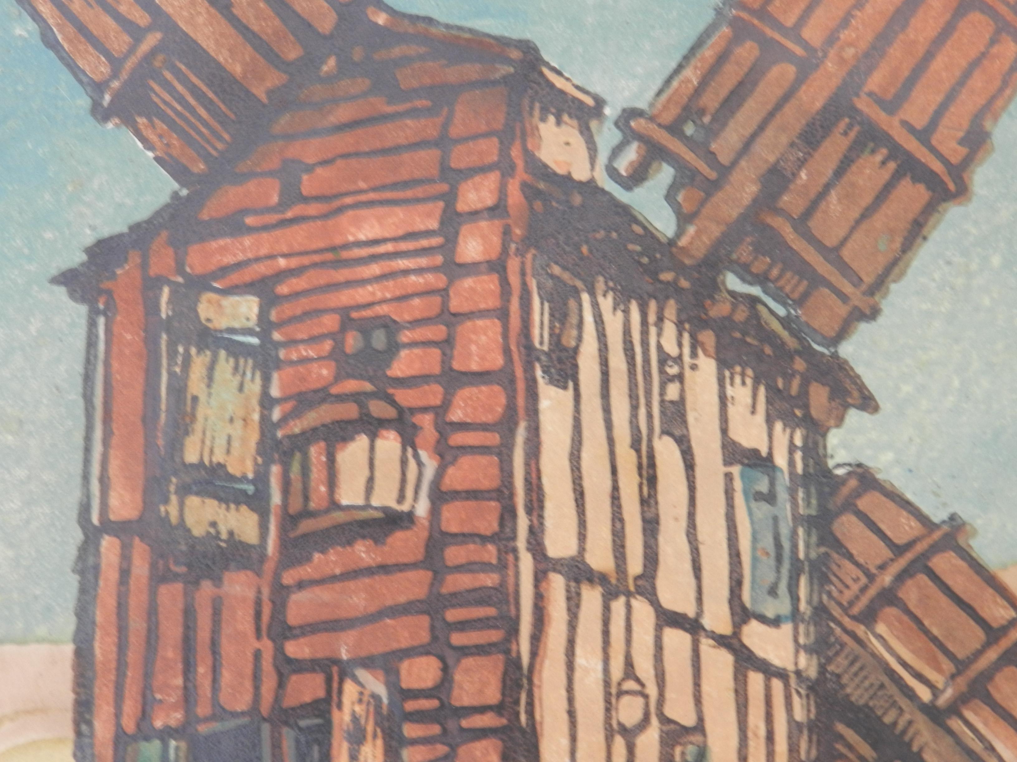 Mill by Marcel Haussaire Woodcut French c1900 For Sale 5