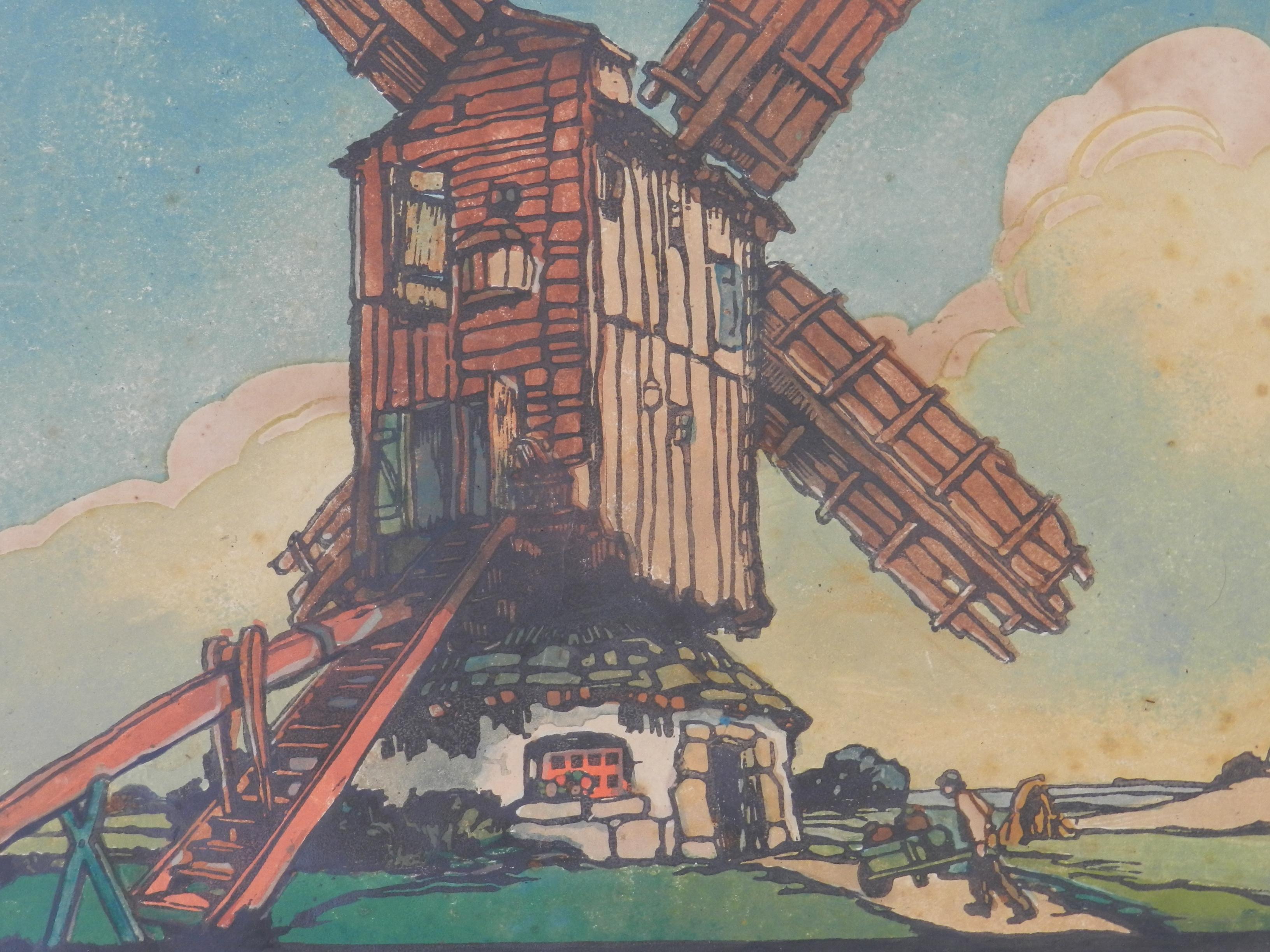 Mill by Marcel Haussaire Woodcut French c1900 For Sale 6