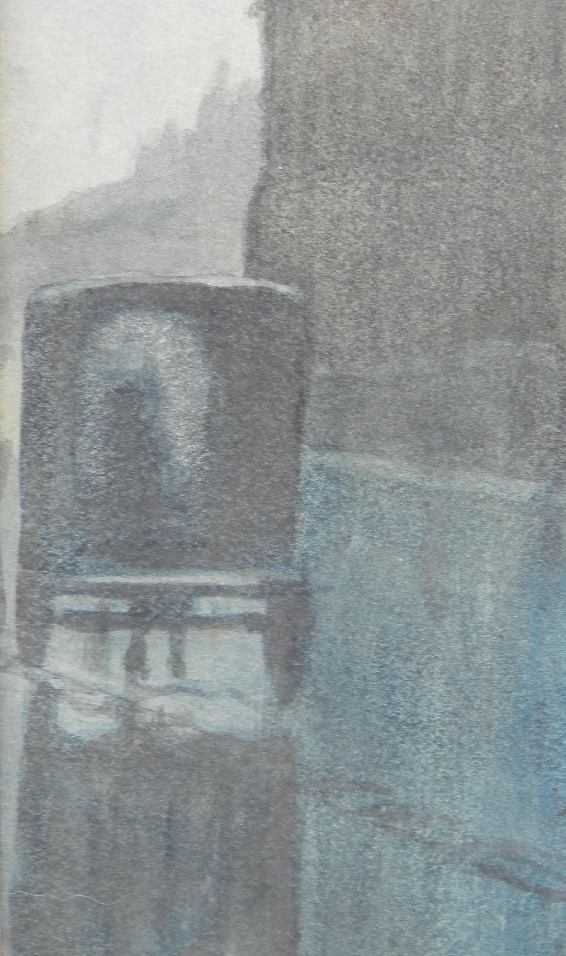 Lluvia Acuarela Firmada Rob Moore principios del siglo XX - Landscape Art Gris de Unknown