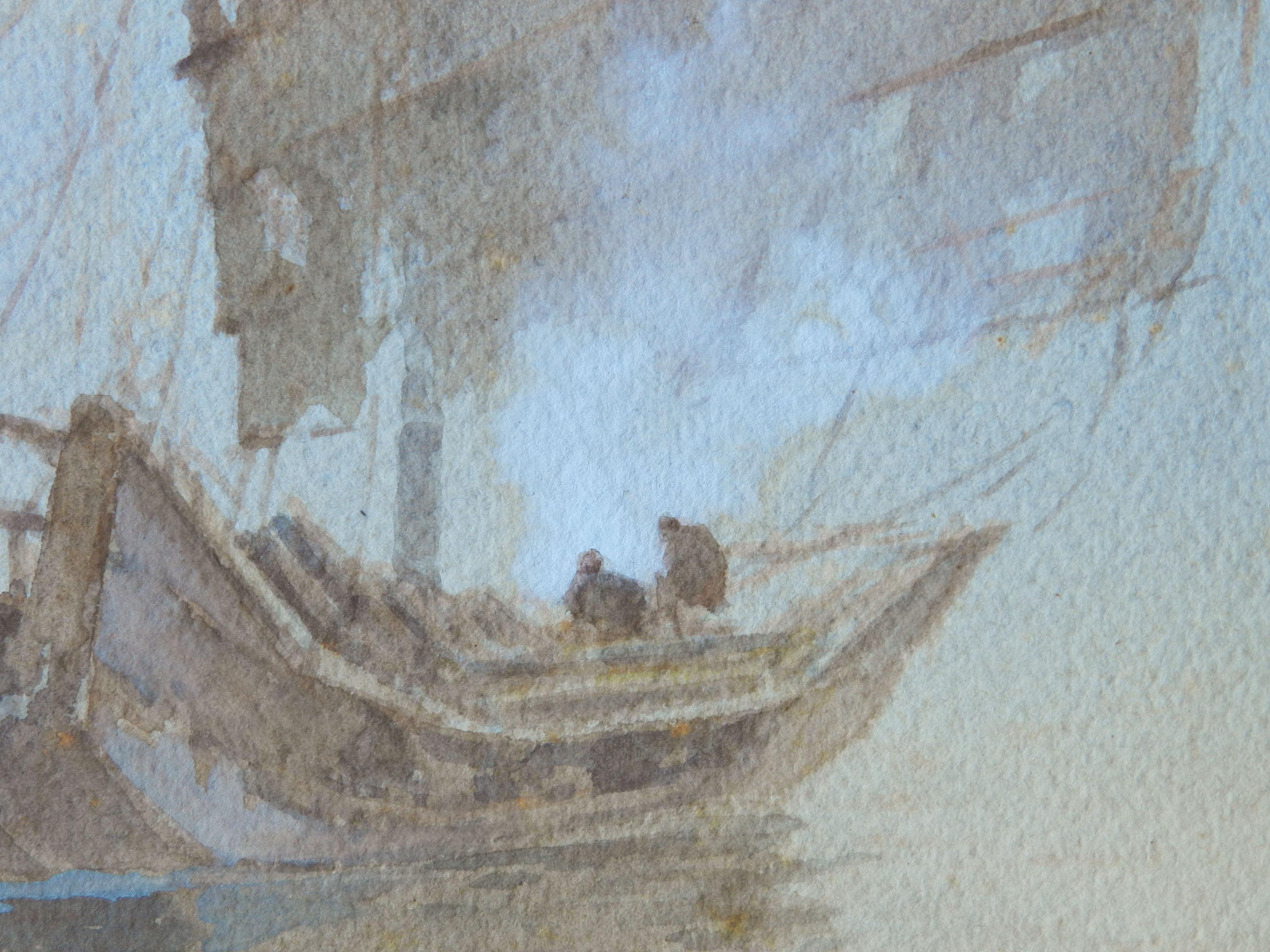 Oriental Boats Watercolour Painting Artist Signed early 20th Century For Sale 2