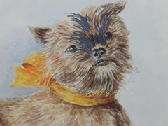 Dog Portrait Naive Watercolor Painting Terrier Folk Art J Mercie Mid Century