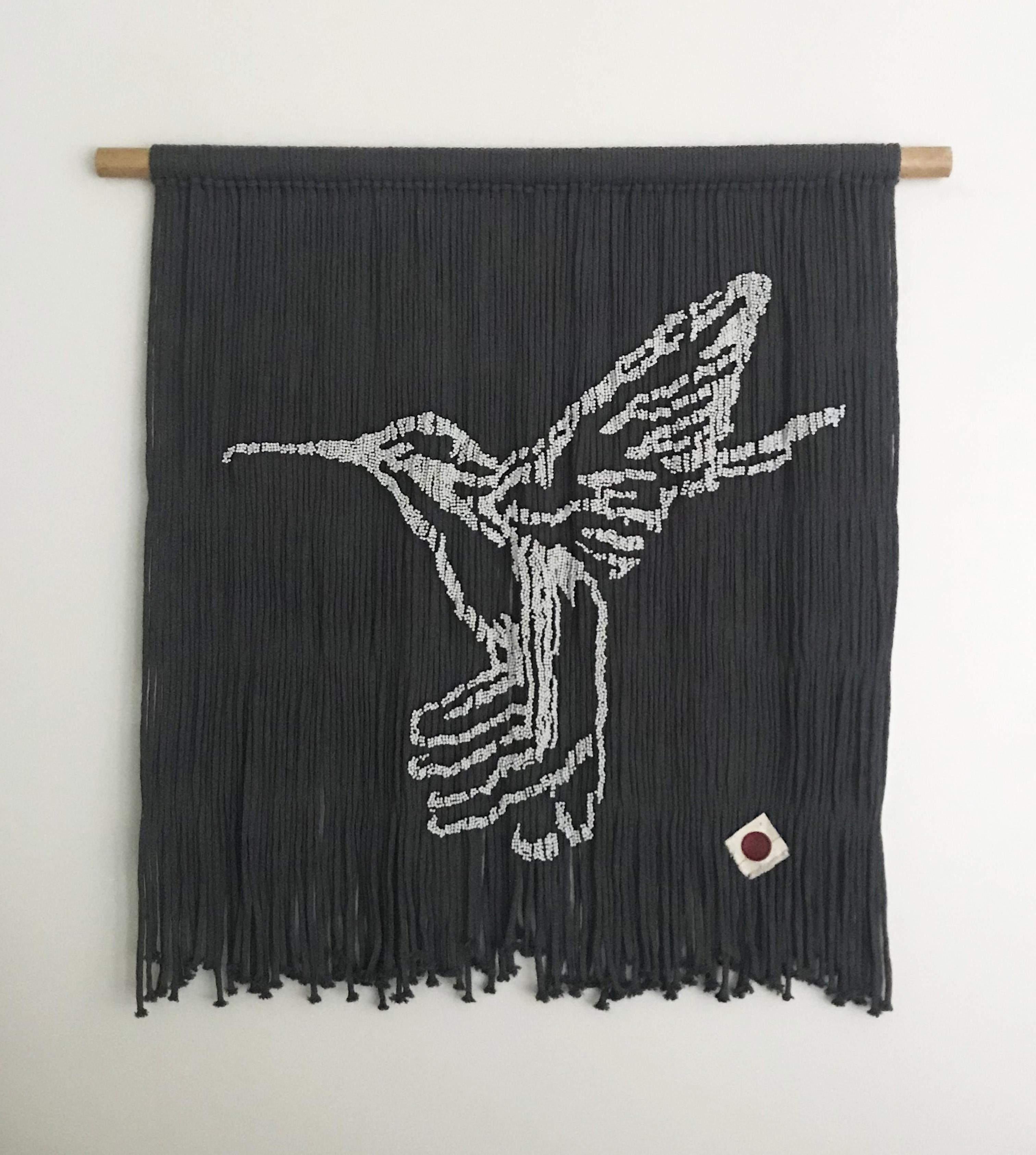 Beautiful Hanging Hummingbird made with Ropes and Pins - Art by Arozarena De La Fuente