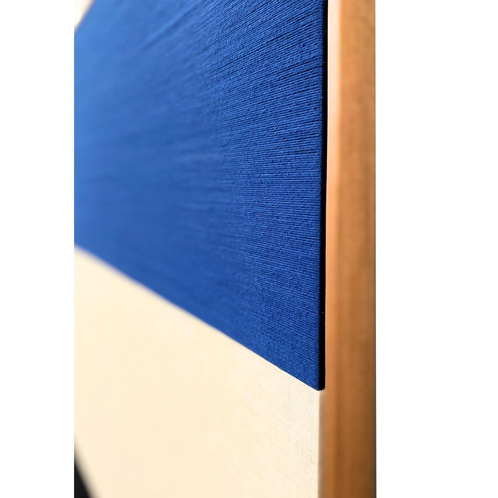 Cálida pieza textil abstracta negra y azul en venta 1