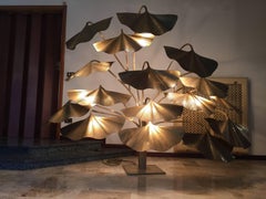 Authentic Vintage Tommaso Barbi Floor Lamp "Ginkgo" Italy 1970s, Brass Design