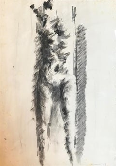 'Nude' Drawing by Vittorio Tavernari in 1957 - Black and White Ink Paper