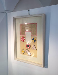 Pop Art Artwork by Lucio Del Pezzo "Untitled" 1969, Mixed Media on Cardboard