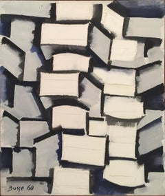 « Homage to Ledoux 12 » 1960, huile sur toile, composition abstraite de Jacques Busse