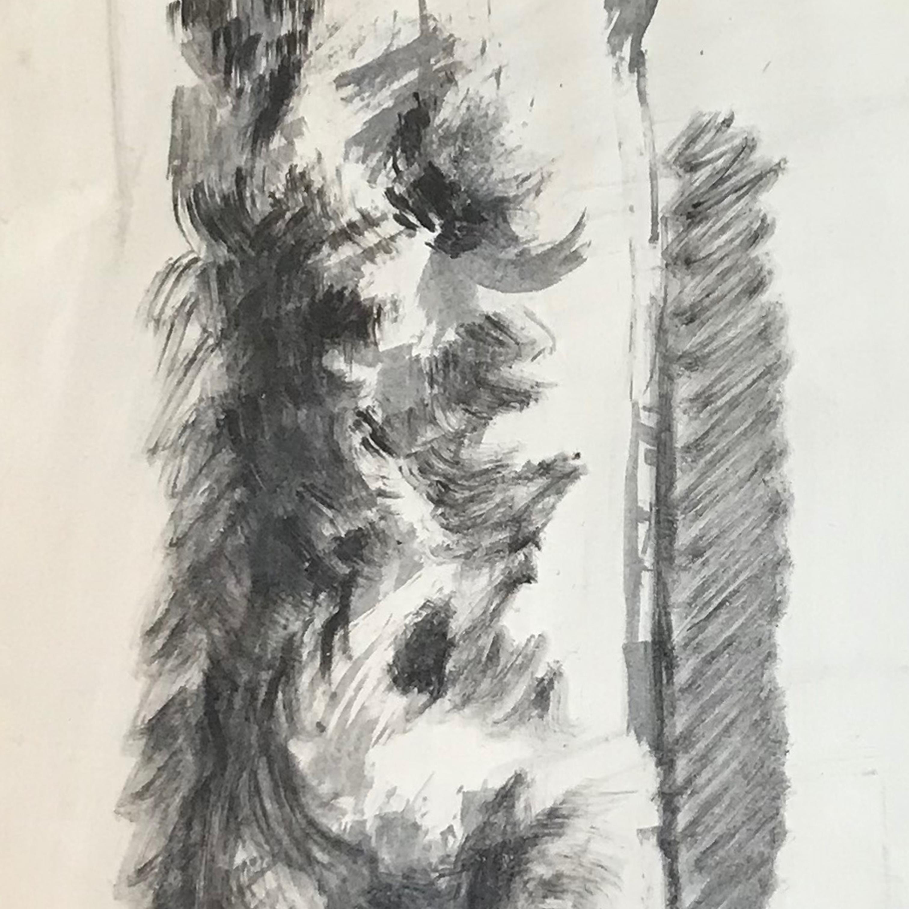 'Nude' Drawing by Vittorio Tavernari in 1957 - Black and White Ink Paper For Sale 3