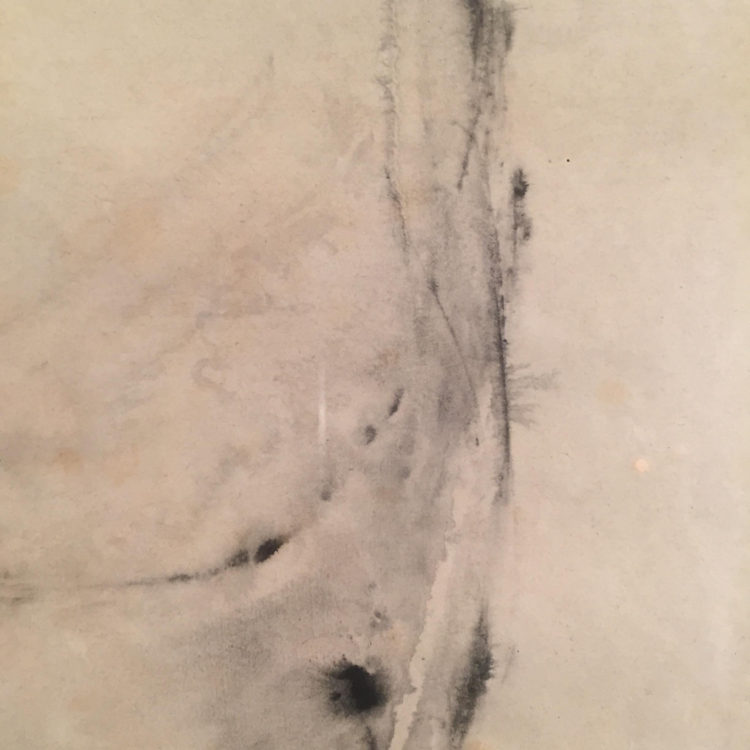 'Nude' Drawing by Vittorio Tavernari 50's Black and White Tempera on Paper For Sale 6