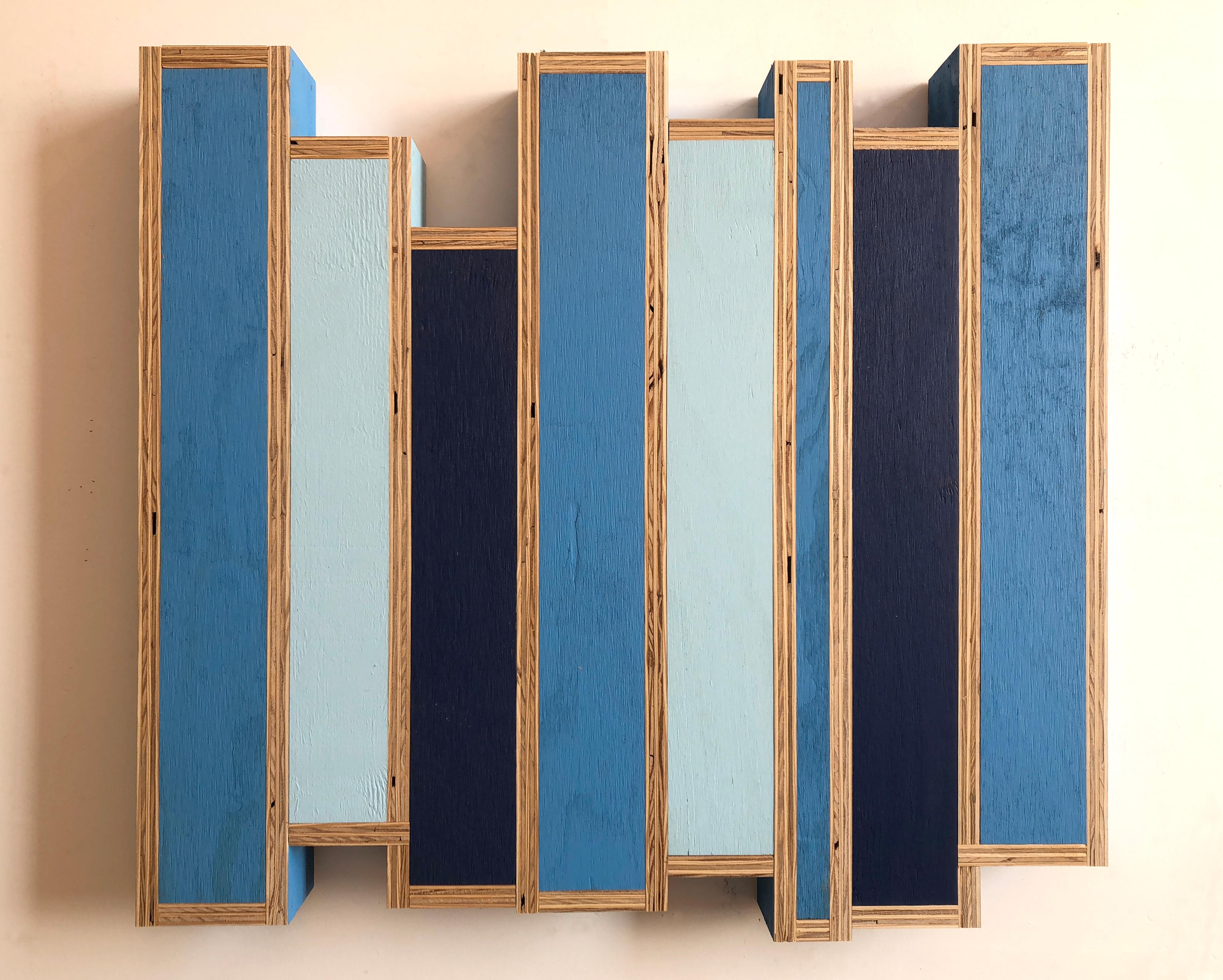 G.T. Pellizzi Abstract Painting - Frequency Hopping in Sky, Baby and Dark Blue