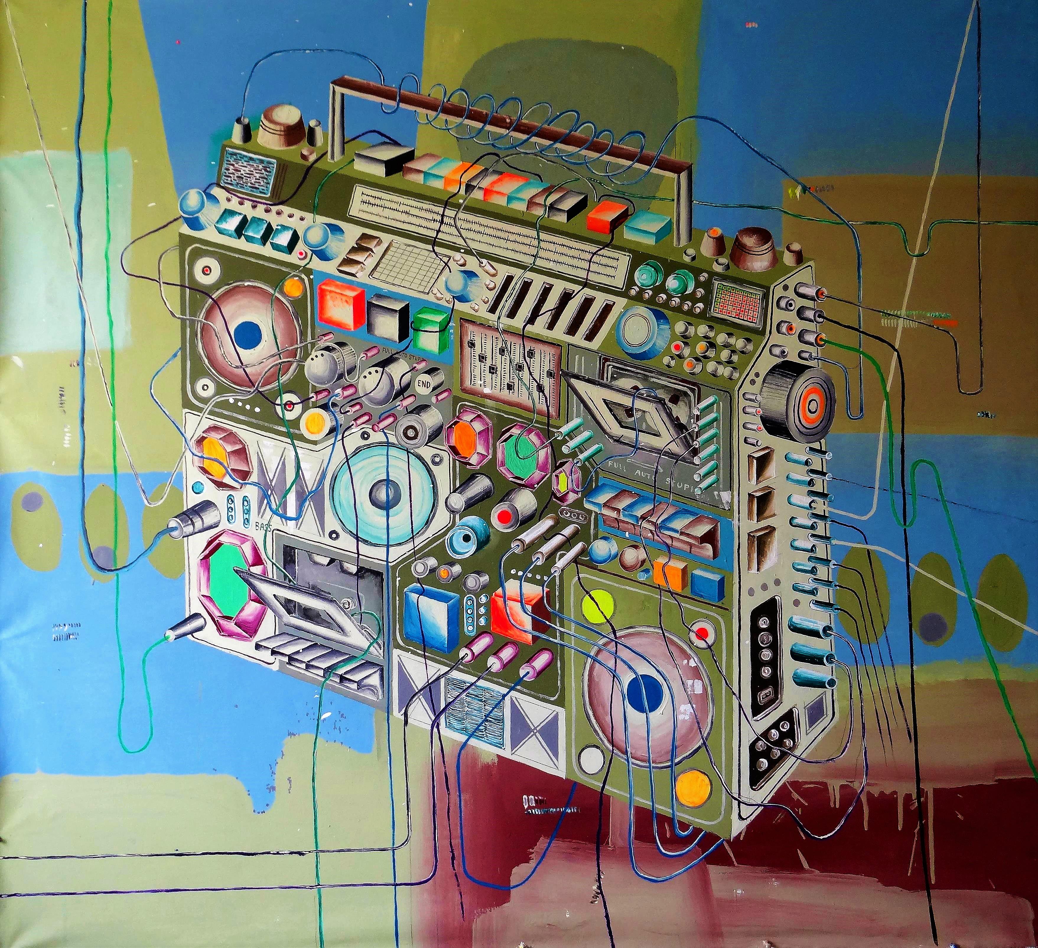 Figurative Painting Cisco Jiménez - Radiograbadora