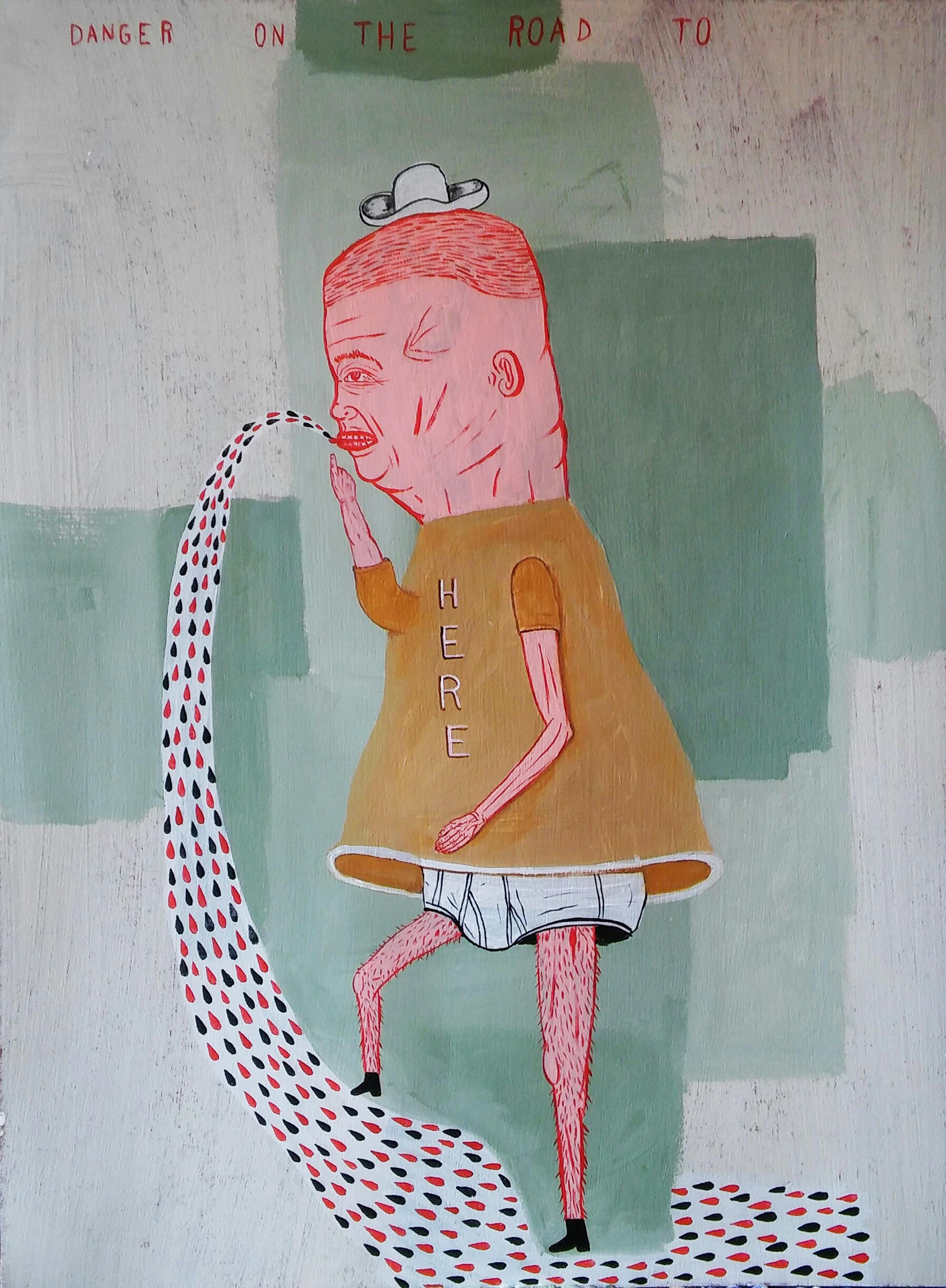Figurative Painting de Fred Stonehouse - Paint.Danger en el camino hacia aquí