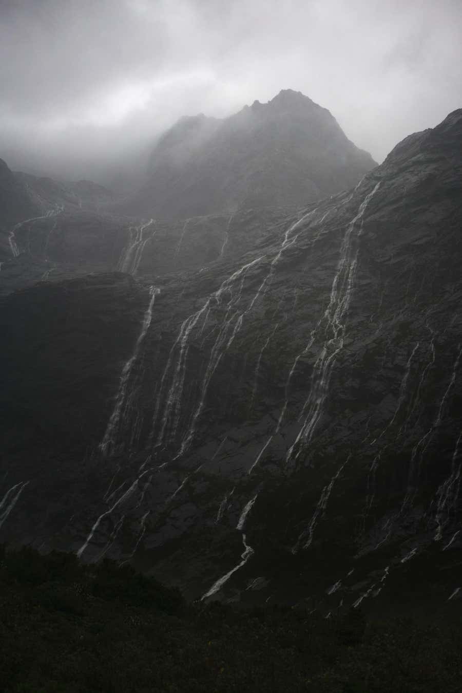 Rain Cascades, Mountains, Fjordland, New Zealand - Contemporary Photography