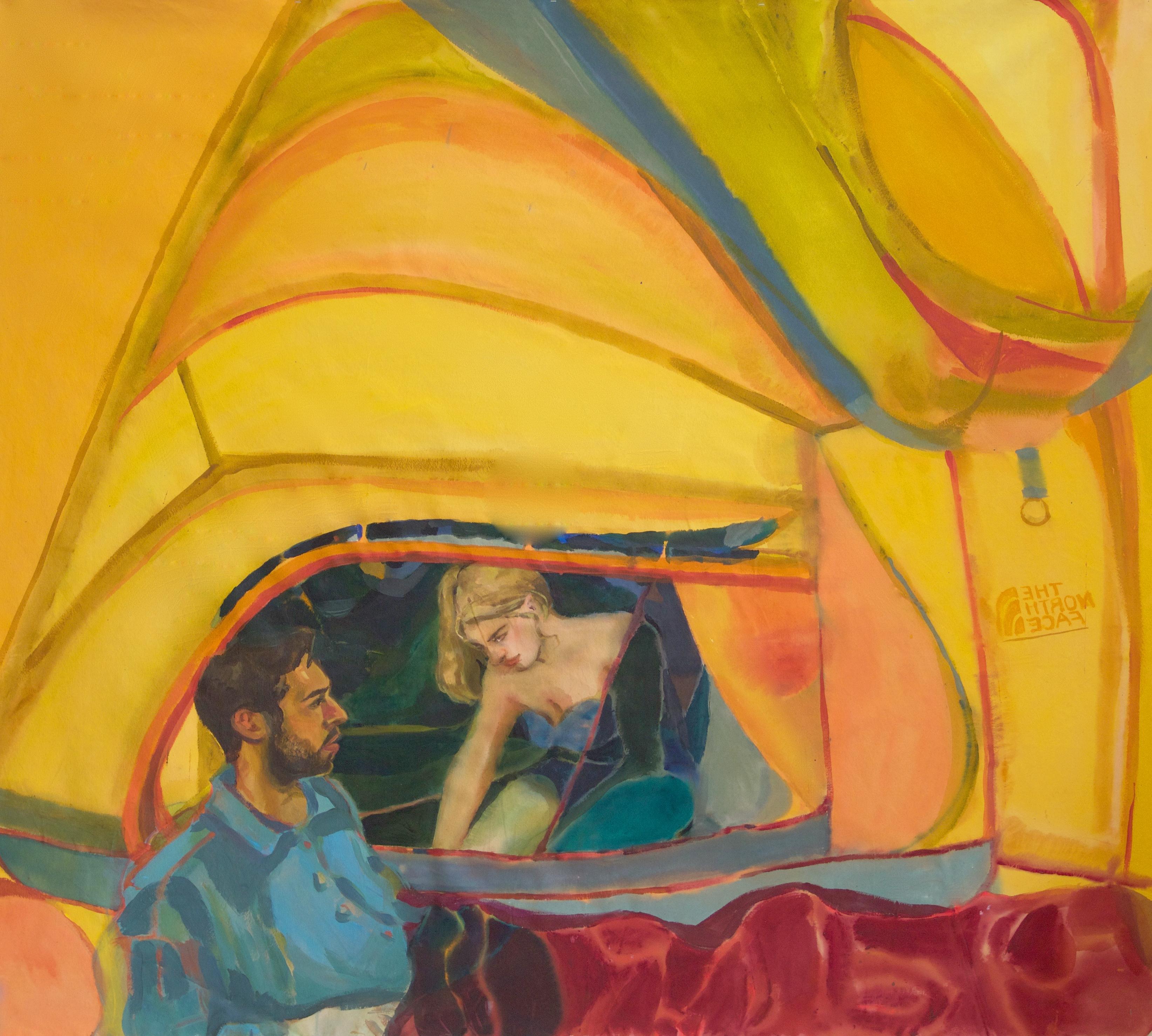 London-based painter Rebecca Harper is interested in how we interact with the world around us, specifically connected to the ideas of displacement and alienation, and the subjects of her recent paintings are situated in what Harper describes as