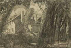 James Cowie RSA - 20th Century Scottish Graphite Drawing, County Houses Bothwell