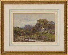 Antique John Fulwood (1854-1931) - Signed English Watercolour, Cottage in a Landscape