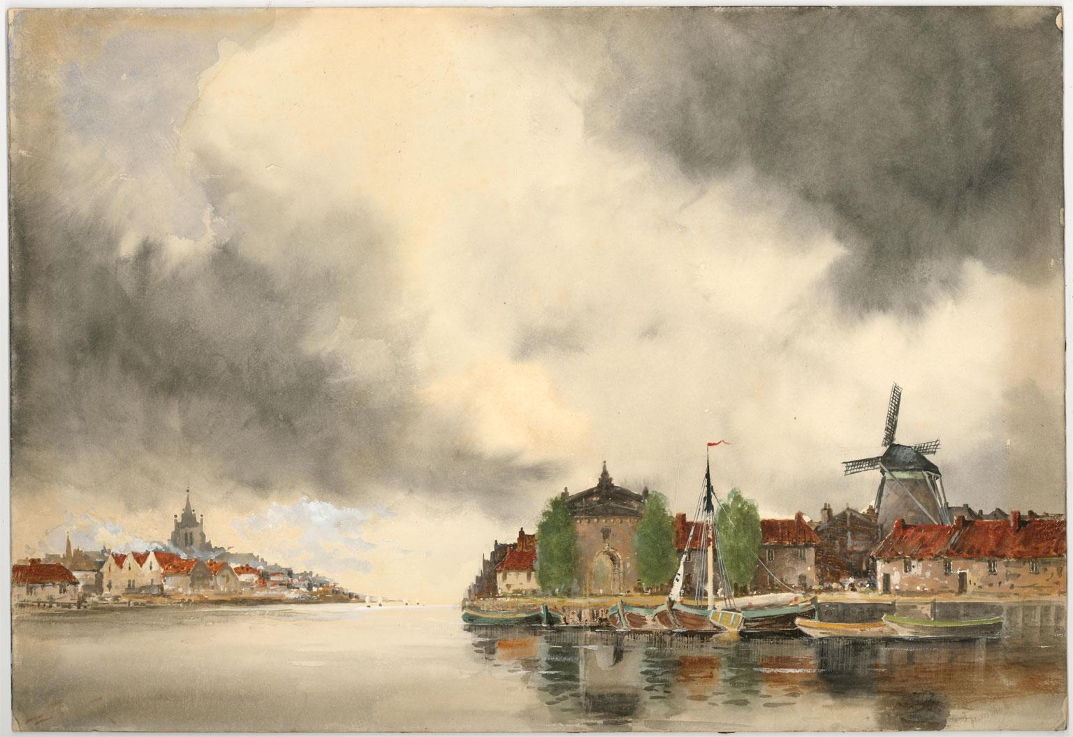 Norris Fowler Willatt - Pair of Dutch Watercolours, Sciedam from the River 1