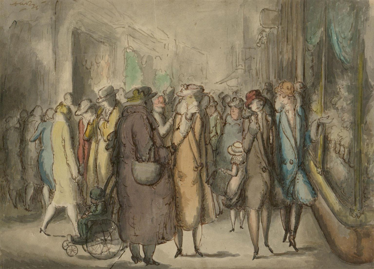 Harold Hope Read (1881-1959) - Framed Watercolour, A Busy Shopping Street 1