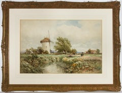 Antique Arthur Wilde Parsons RA (1854-1931) - 1895 Watercolour, River Landscape