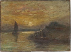 Thomas Frederick Goodall (c.1857-1944) - 1931 English Oil, Sunset on the Broads