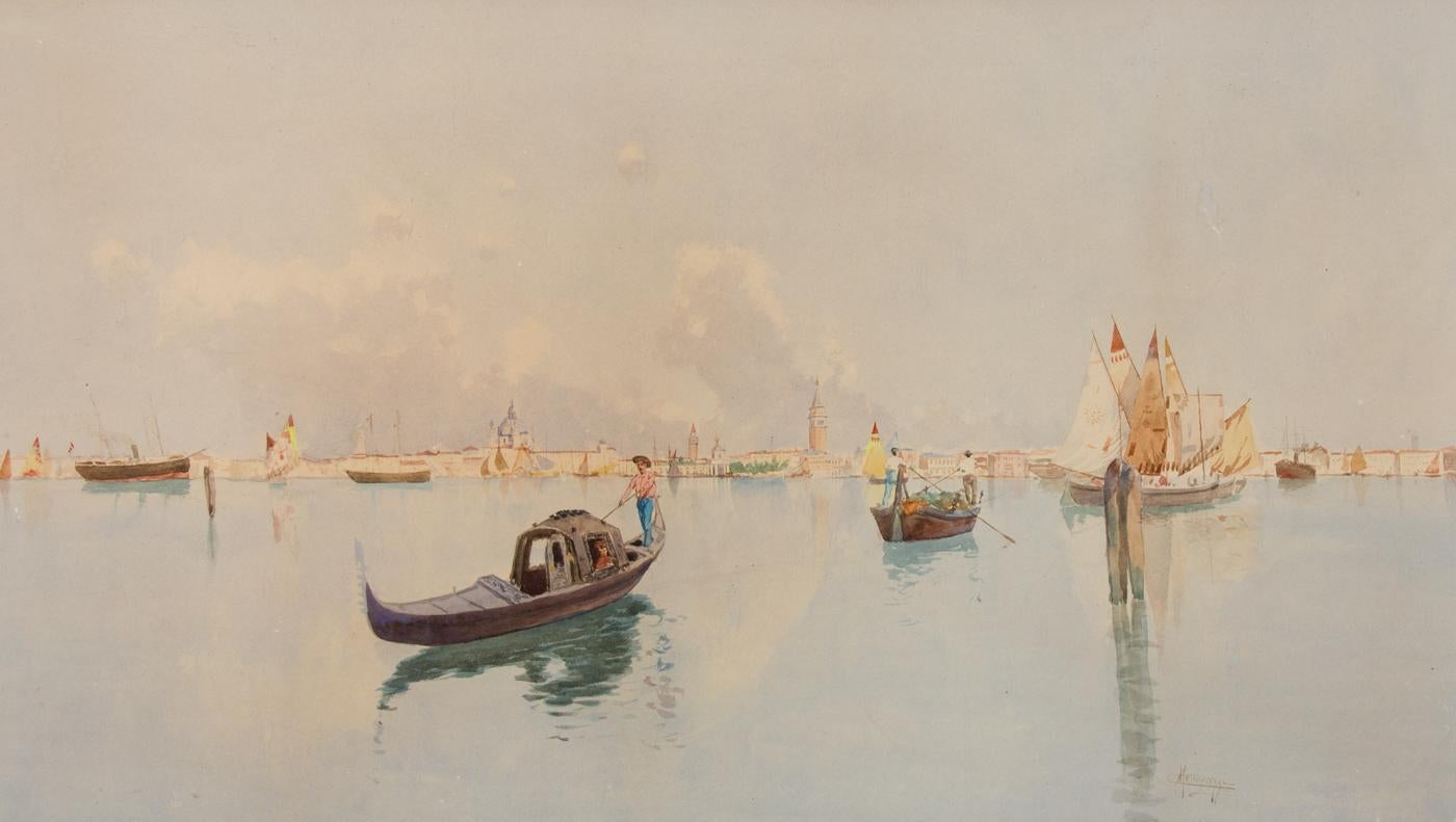 Carlo Menegazzi (1856-1920) - Early 20th Century Watercolour, Venice Lagoon 1