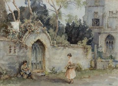 Eric Richard Sturgeon (1920-1999) - 20th Century Watercolour, Church & Figures