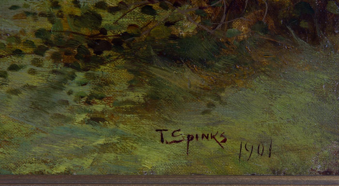 Thomas Spinks (act. 1872-1910) - Very Fine 1901 Oil, A Peaceful Landscape 1