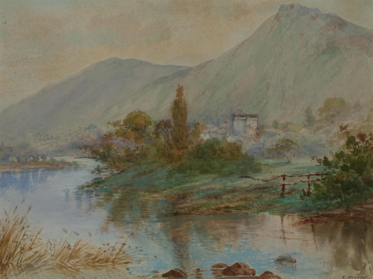 Thomas Edwin Mostyn (1864-1930) - c.1883 English Watercolour, River Landscape 1