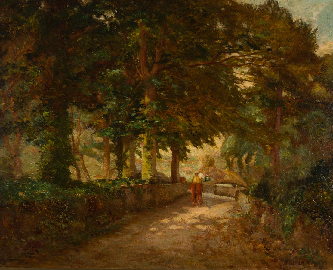 Samuel Dean (fl.1895-1938) - Early 20th Century Oil, Horse and Rider on a Lane 1