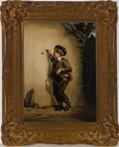 Attrib. Robinson Elliott (1814-1894) - Ornately Framed Oil, Victorian Schoolboy