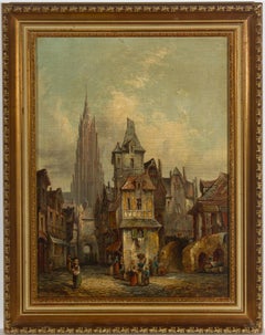 Alfred Bentley (1879-1923) - Signed & Framed Oil, Bavarian Street Scene