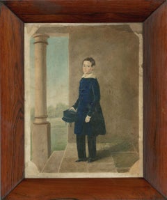 J.J. Ein Paar feine Aquarelle aus dem Jahr 1842, Porträt einer Dame und eines Jungen
