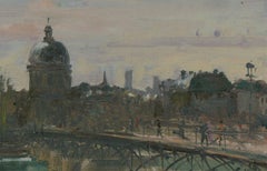 Ronald Olley (b.1923) - Fine c. 2000 Oil, Pont des Arts, Paris
