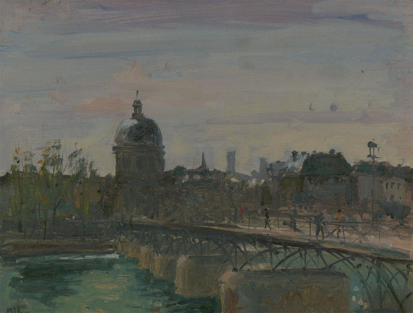 Ronald Olley (b.1923) - Fine c. 2000 Oil, Pont des Arts, Paris 1