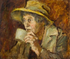 Ronald Olley (geb. 1923) - 20. Jahrhundert Öl, Ein nachdenklicher Moment
