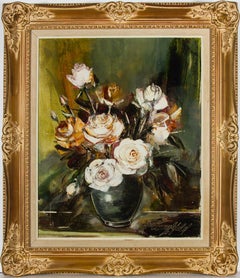 Ira Englefield (b.1912) - Signed & Framed 1968 Oil, White Roses