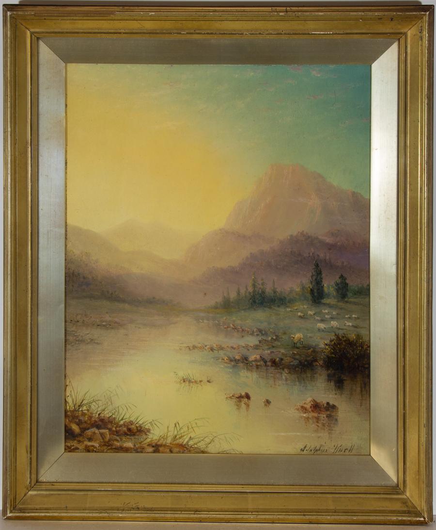 Sulis Fine Art is proud to present a wonderful Scottish landscape by the prolific English artist, William Adolphus Knell (1801-1875). This fine landscape depicts a tranquil Highland river scene with distant mountains. Completed in a muted colour