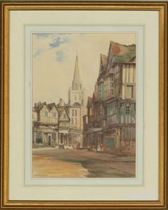 Noel Harry Leaver RCA (1889-1951) - Acuarela, Centro de la ciudad con una aguja