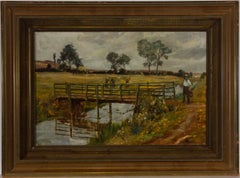 Antique Ernest Herman Ehlers (1858-1943)  - 19th Century Oil, Rural Haymaking Scene
