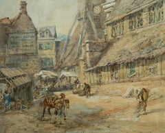 John Burgess (1814-1874) - 1855 Signed English Watercolour, Honfleur, Normandy