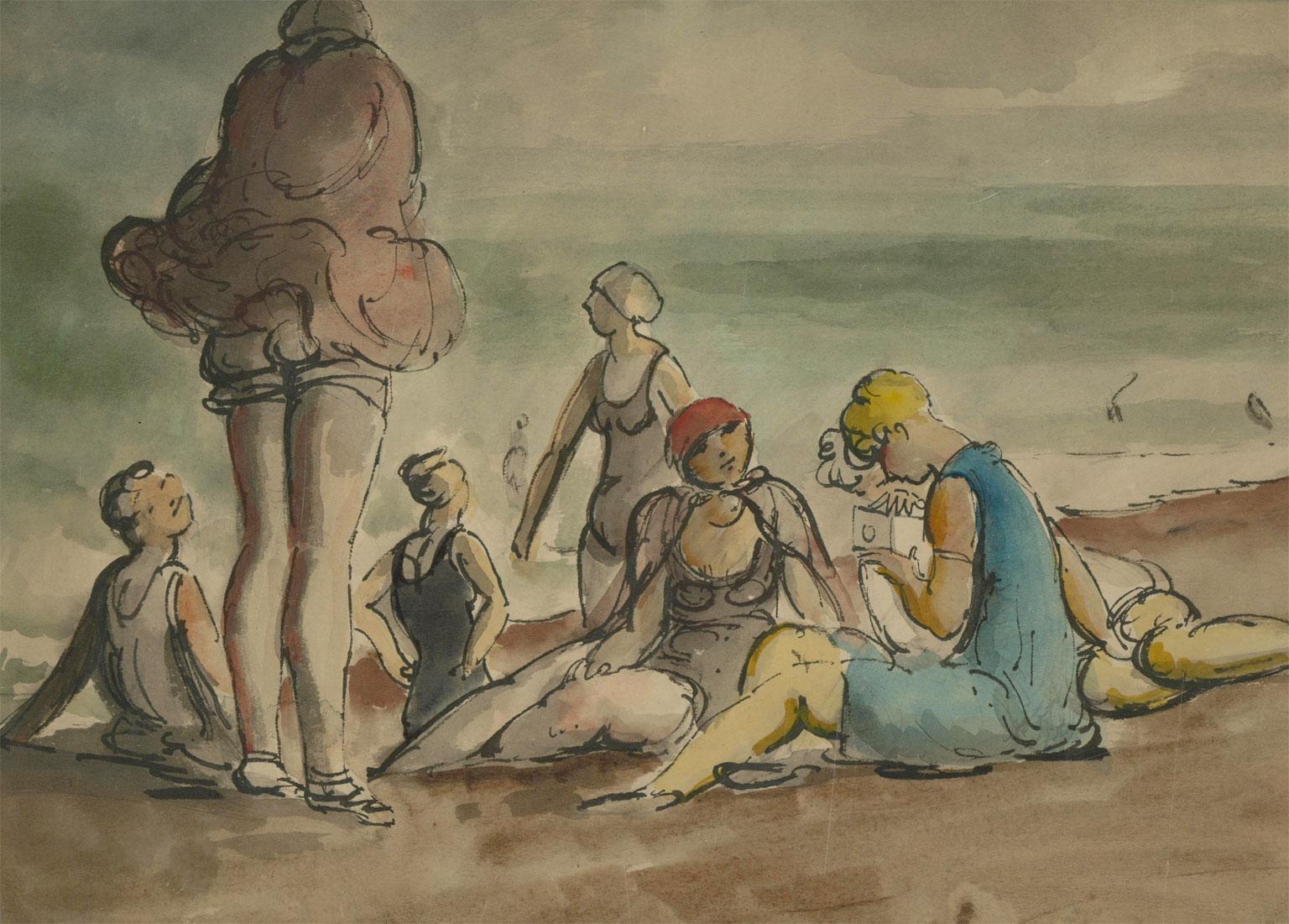 Harold Hope Read (1881-1959) - Framed Watercolour, Group of Bathers 1