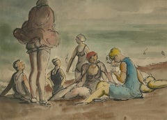 Harold Hope Read (1881-1959) - Framed Watercolour, Group of Bathers