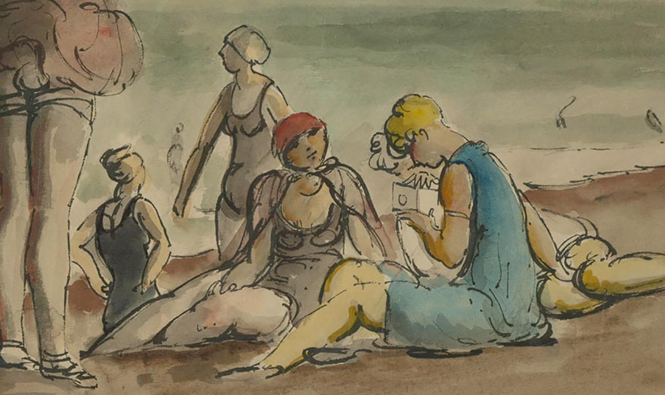 Harold Hope Read (1881-1959) - Framed Watercolour, Group of Bathers 3