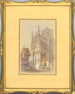 Edwin Thomas Doby (fl. 1849 - 1895) - Signed Watercolour, Louviers, Normandy