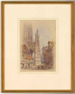 Edwin Thomas Dolby (1849-1895) - Fine 1894 Watercolour, Rouen Street Scene