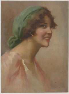 Attrib. to Eduardo Forlenza (1861-1934) Early 20th C. Oil - Lady with Green Head